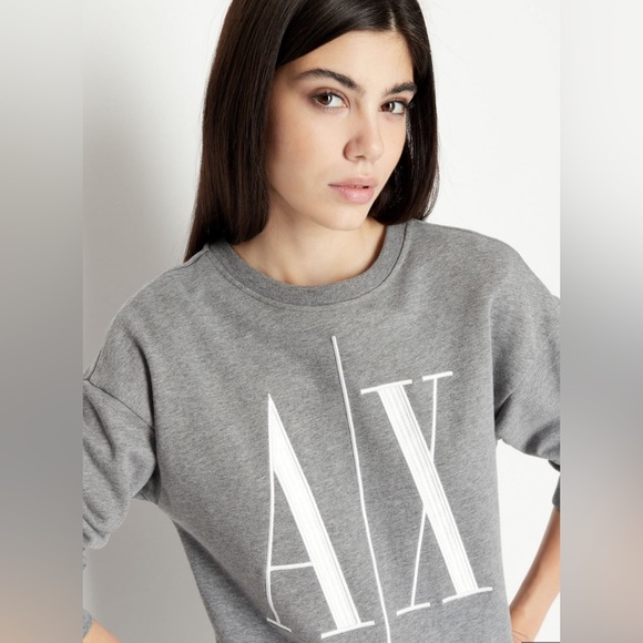 armani exchange grey Icon logo crew neck sweatshirt - Picture 1 of 4